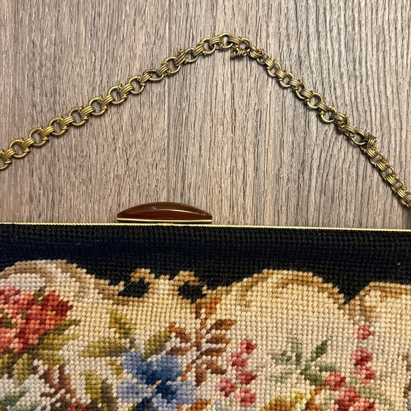 Vintage Jolles made in Austria needlepoint Floral Embroidered Women's Bag - Picture 5 of 12